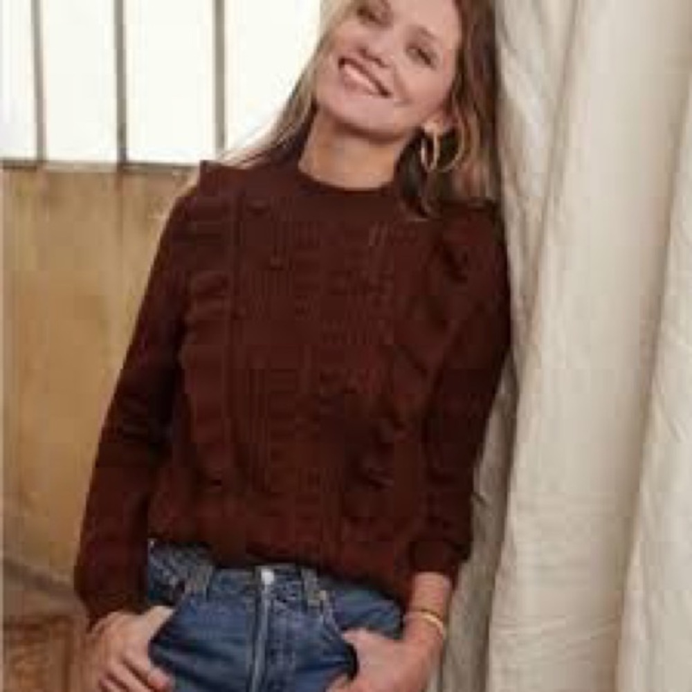 NWT SEZANE x MANOUSH Marva Pull Sweater Brown - Size M - Picture 3 of 10